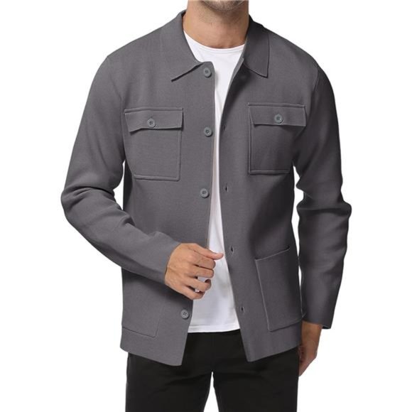 Men's Cardigan Sweater Casual Knit Button Down Long Sleeve Winter Sweater - Picture 3 of 5